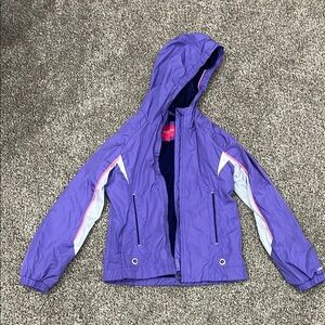 London Fog Purple and White Hooded Raincoat